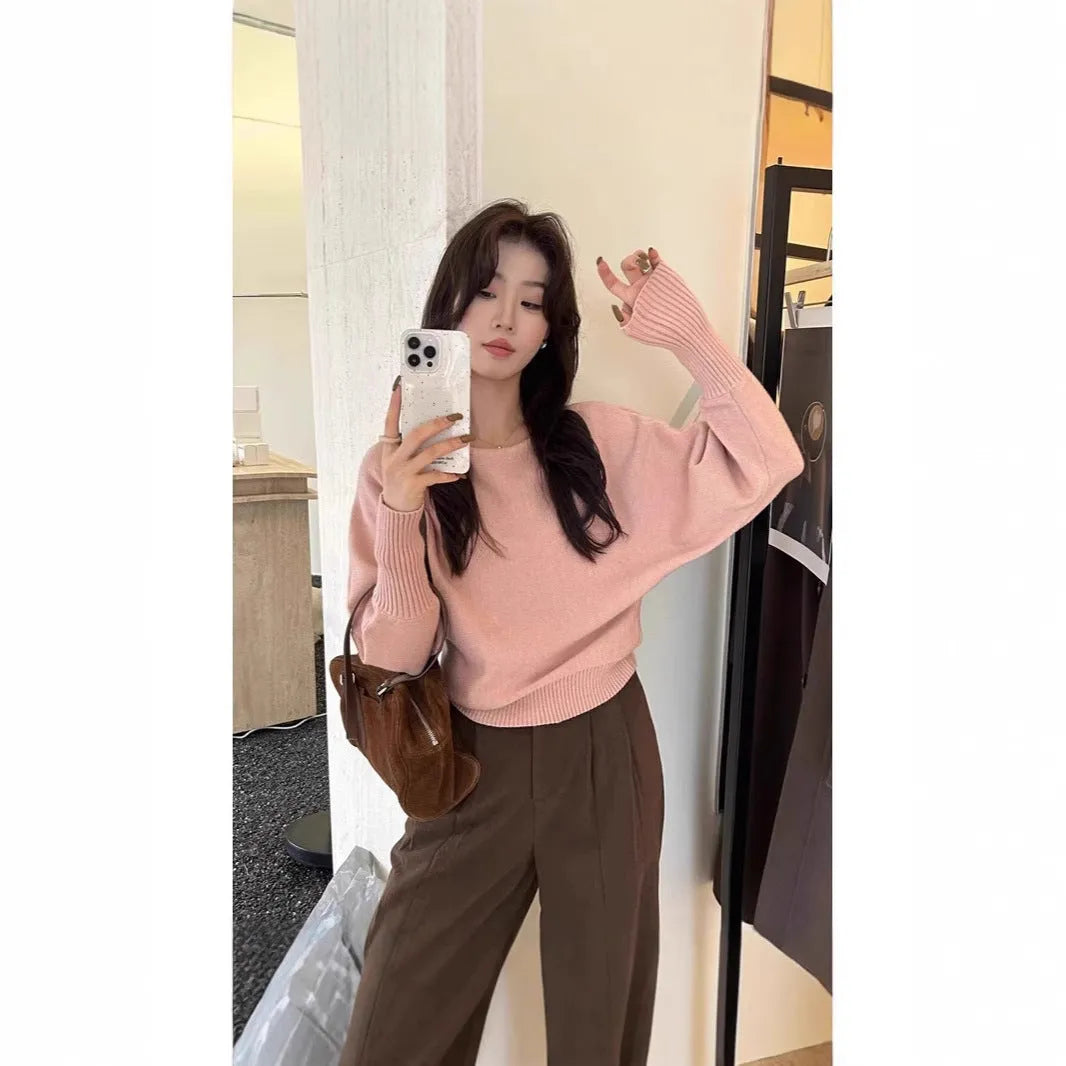 Women's long sleeve viscose pullover blouse in light grey, showing regular sleeve and free-size fit.