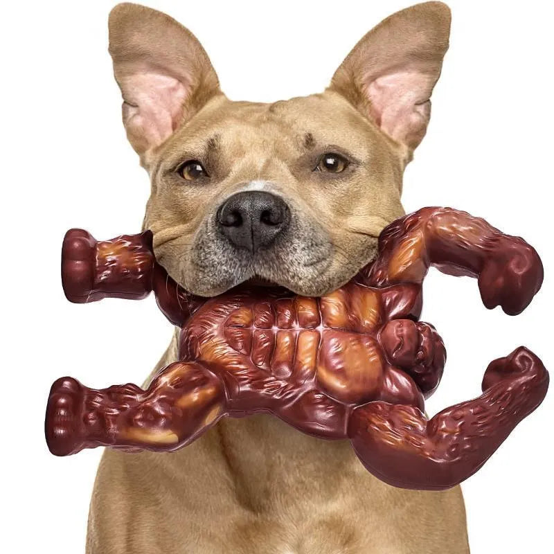 Scarlet red beef-flavoured nylon dog molar chewing toy measuring 10.7 x 17.2 x 5 cm