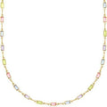 Geometric crystal necklace with electroplated alloy chain and glass pendant in random colours