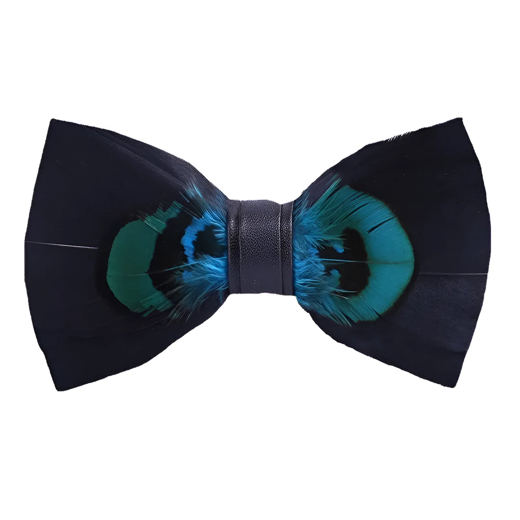 Handmade feather bow tie, 12cm x 6cm, polyester yarn, unisex adult flat head bow shape for parties and banquets