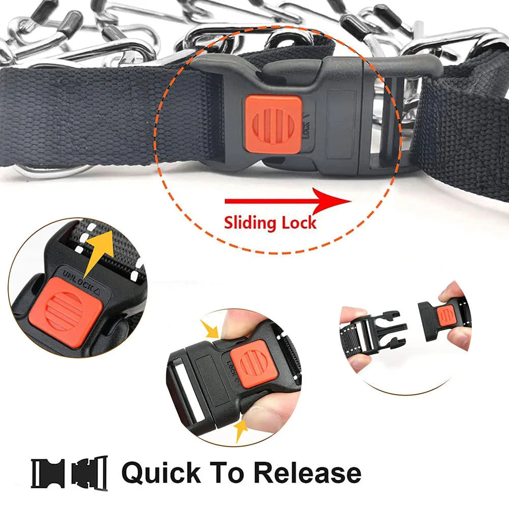 Dog training collar with removable plastic spikes in reflective blue colour, shown with neck cover accessory