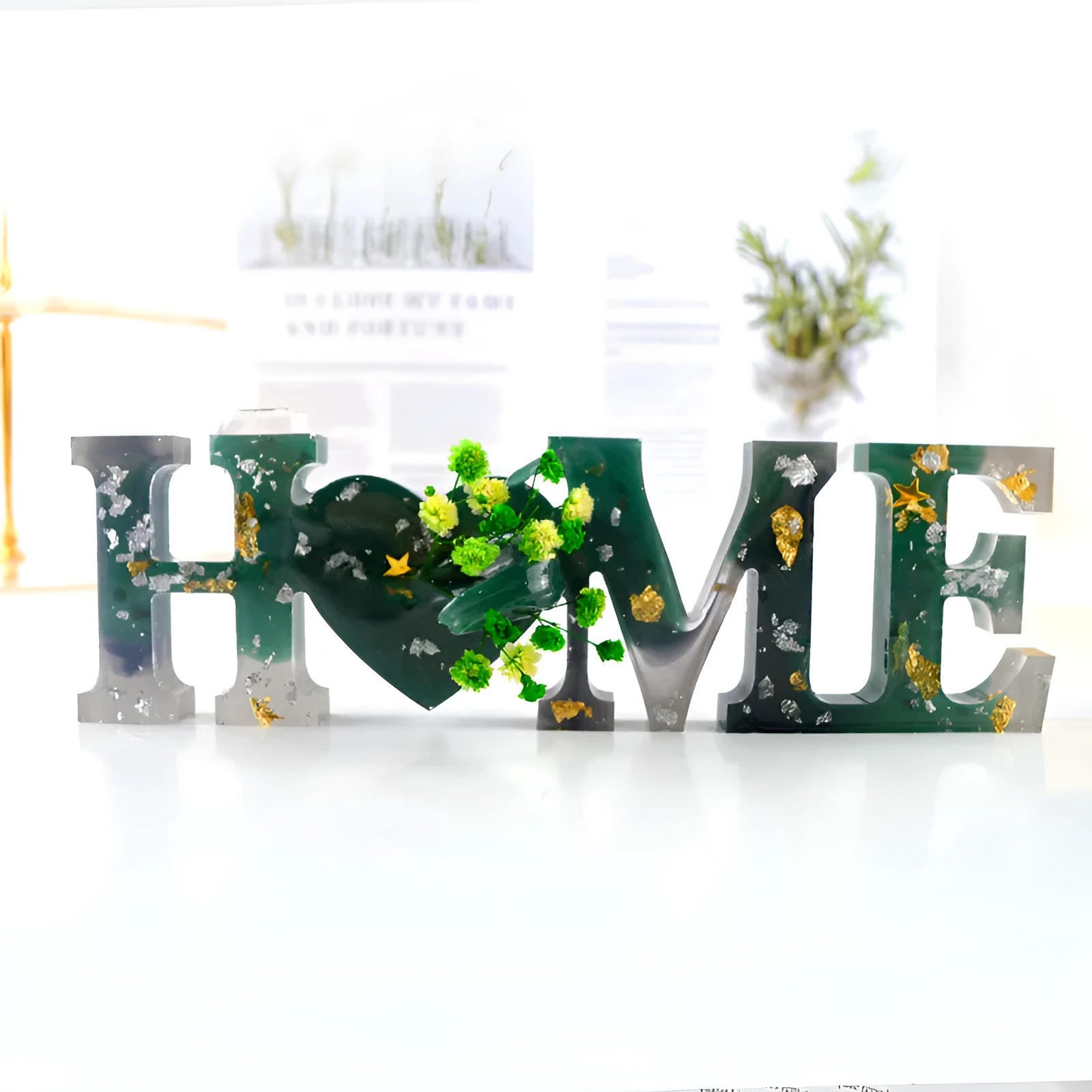 Flexible silicone epoxy resin mould for making English letter and word crafts like love and home