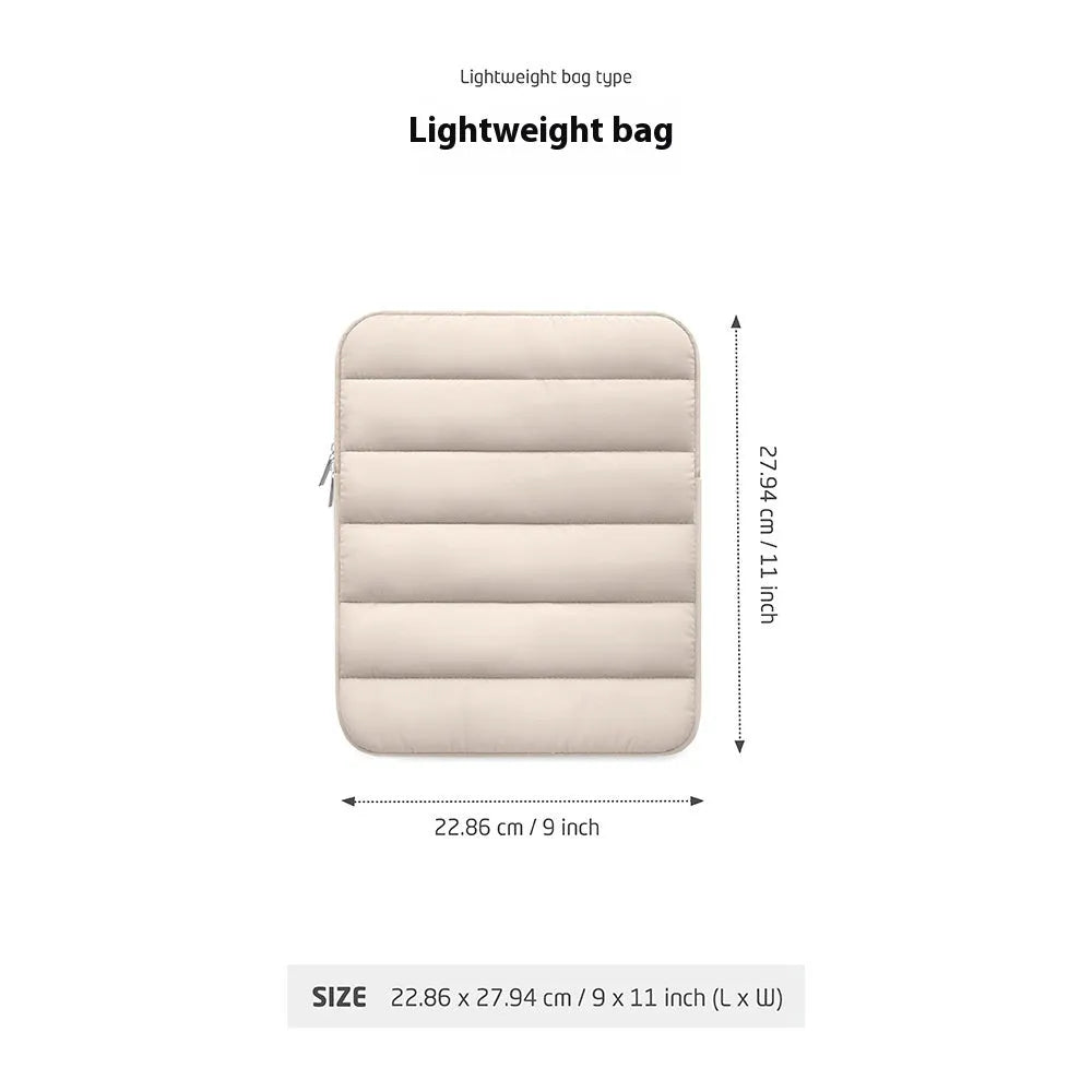 Puff bag laptop sleeve with fluffy air cushion design for 9.7-11 inch devices