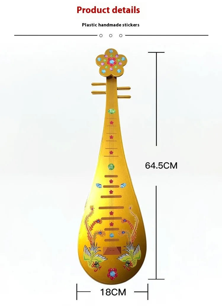 Golden double phoenix simulation pipa prop measuring 64.5cm on display