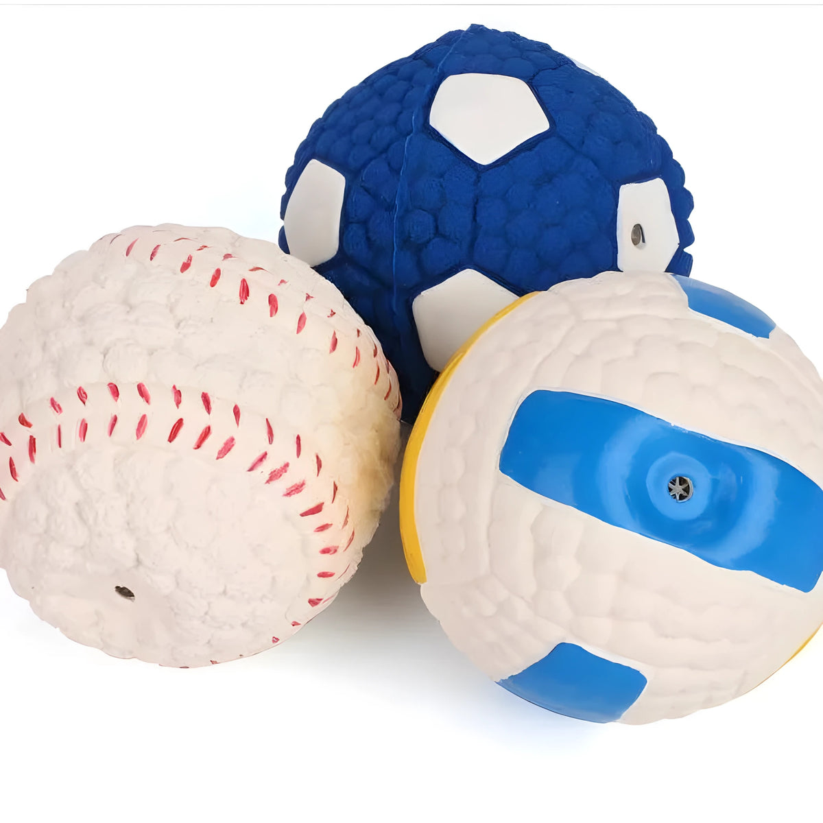 Latex dog toy ball in football shape with sound feature for interactive play, 9.5cm size