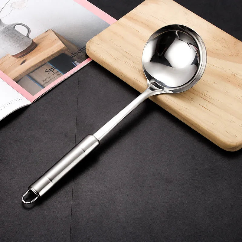 Anti-scalding 201 stainless steel 6-piece kitchenware set including stir-fried shovel, soup spoon, colander, and rice spoon