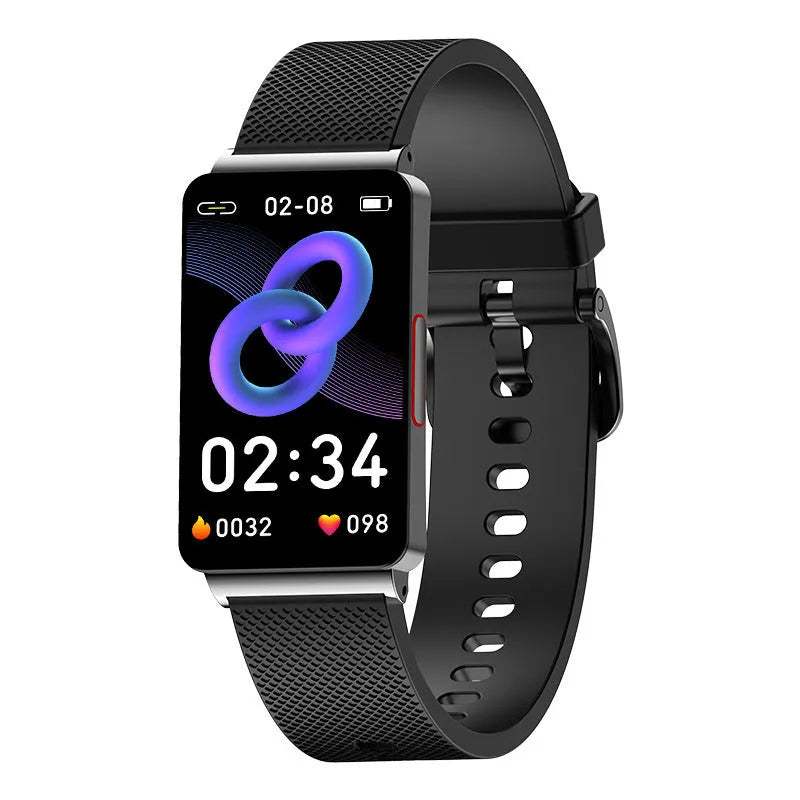 EP08 smart glucose bracelet in black gold silver colours with TPU strap and USB charger