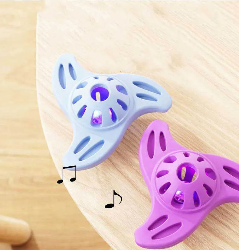 Blue and purple boomerang shaped dog chew toy for medium and large breeds
