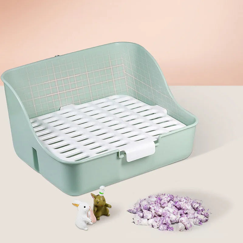 Triangular rabbit litter box corner toilet for small pets in green colour
