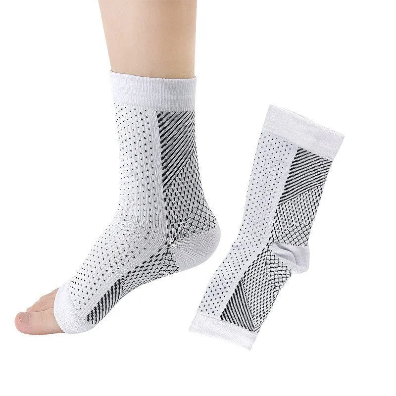 Korean-style short tube compression sports socks in black, white, copper, and skin colour.