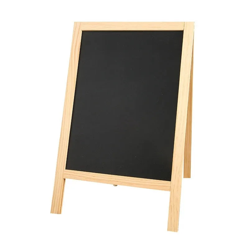 A-shaped double-sided wooden easel with 20 x 30cm blackboard in natural wood colour