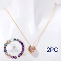 Natural stone beaded necklace and matching bracelet set with gemstone beads