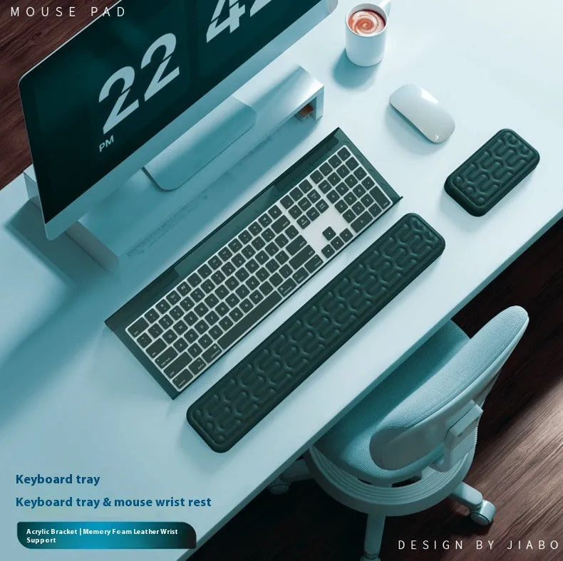 Double sided keyboard and mouse pad with memory foam wrist rest in various colour options