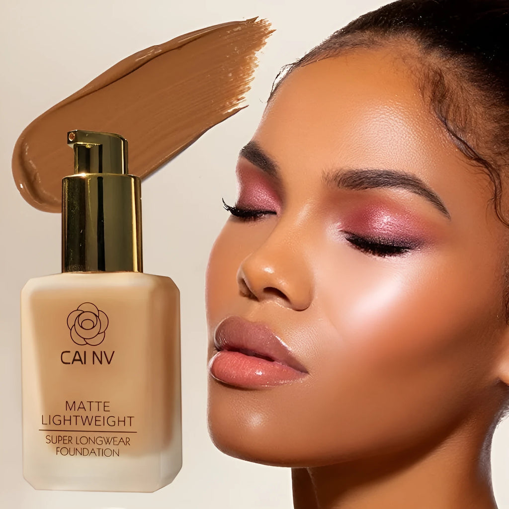 Wheat coloured liquid foundation cream in bottle for combination skin with natural finish