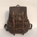 Brown men's genuine leather backpack with air pillow belt shoulder straps
