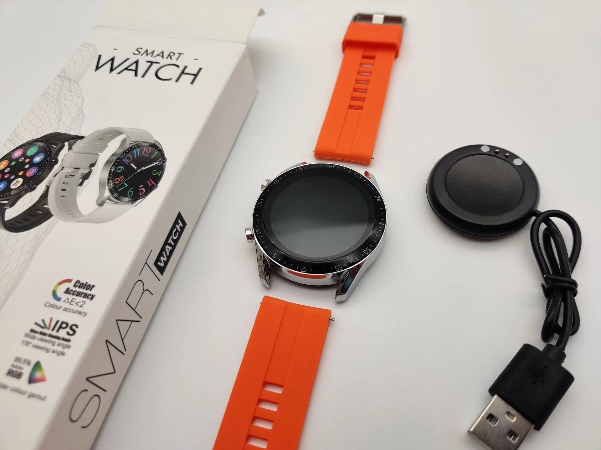 Round 46mm smart watch with Bluetooth calling on a wrist, showing a touchscreen display.