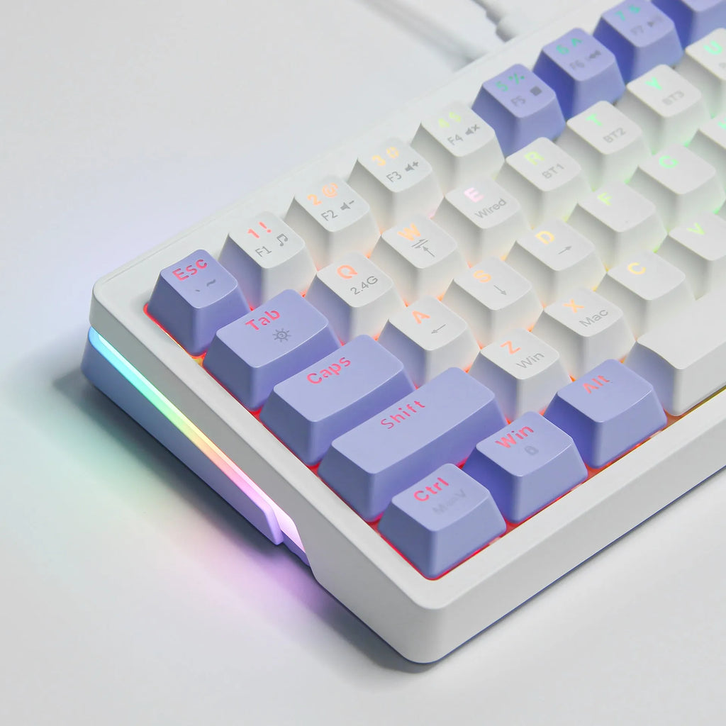 Amazon 63 custom three-model mechanical keyboard in cream grey with wired USB cable and included pullers