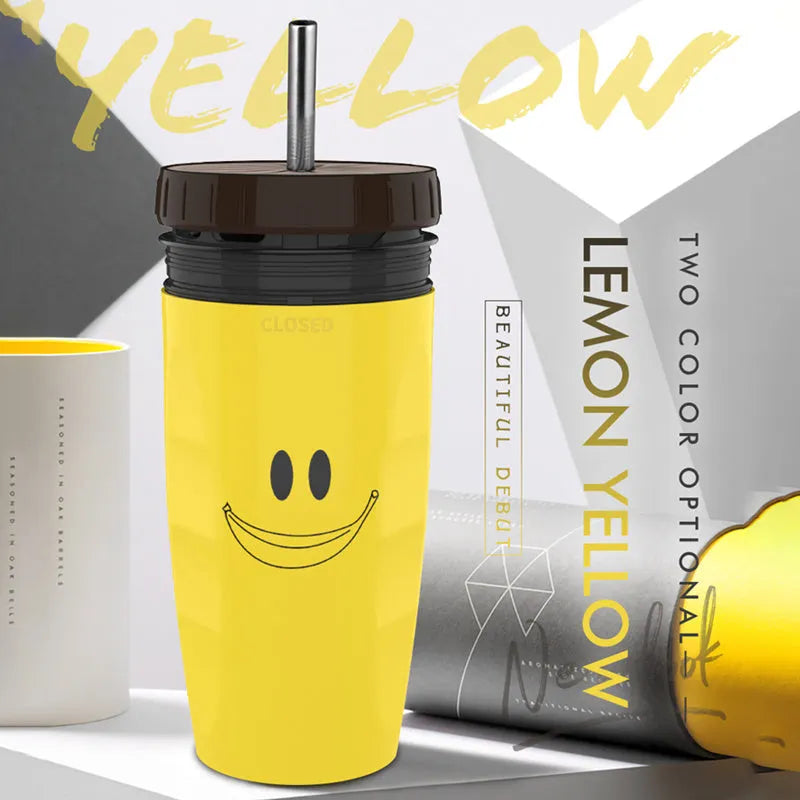 Twist Cup double-walled insulated travel tumbler with cartoon pattern and silicone seal