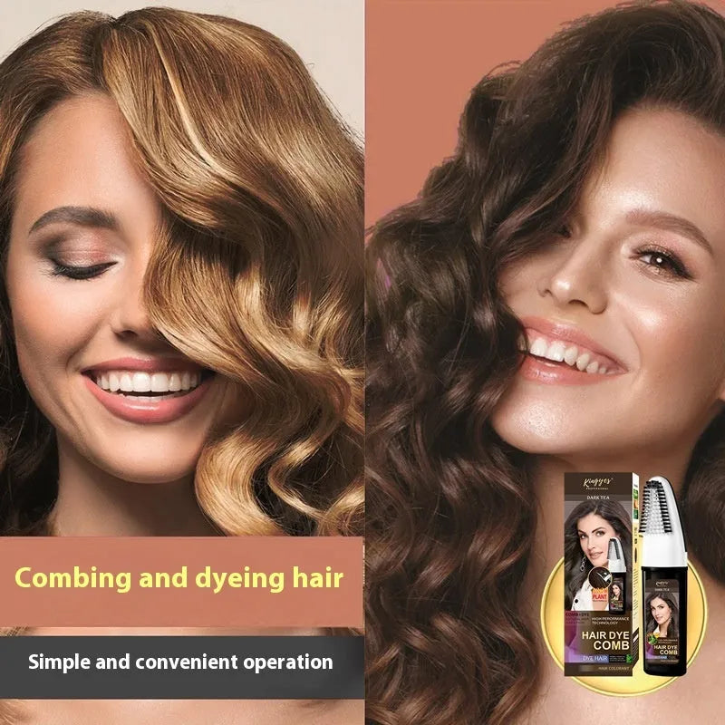 Easy Coloring Comb hair dye 200ml bottle with integrated applicator brush in brown, wine red, and dark brown colours