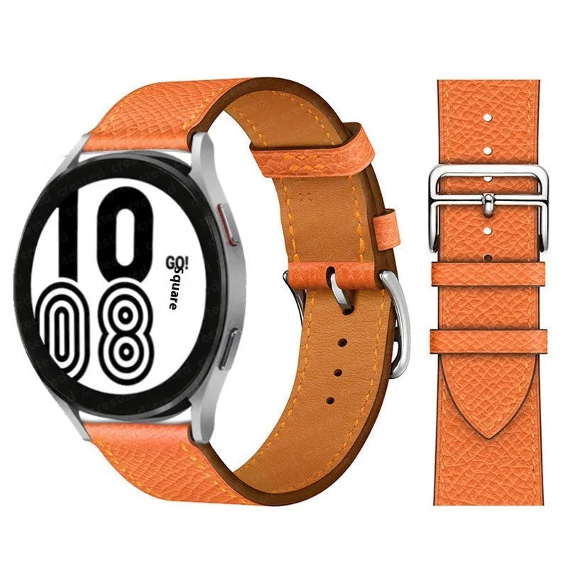 Microfiber single ring leather watch strap in brown with straight buckle, 20mm width