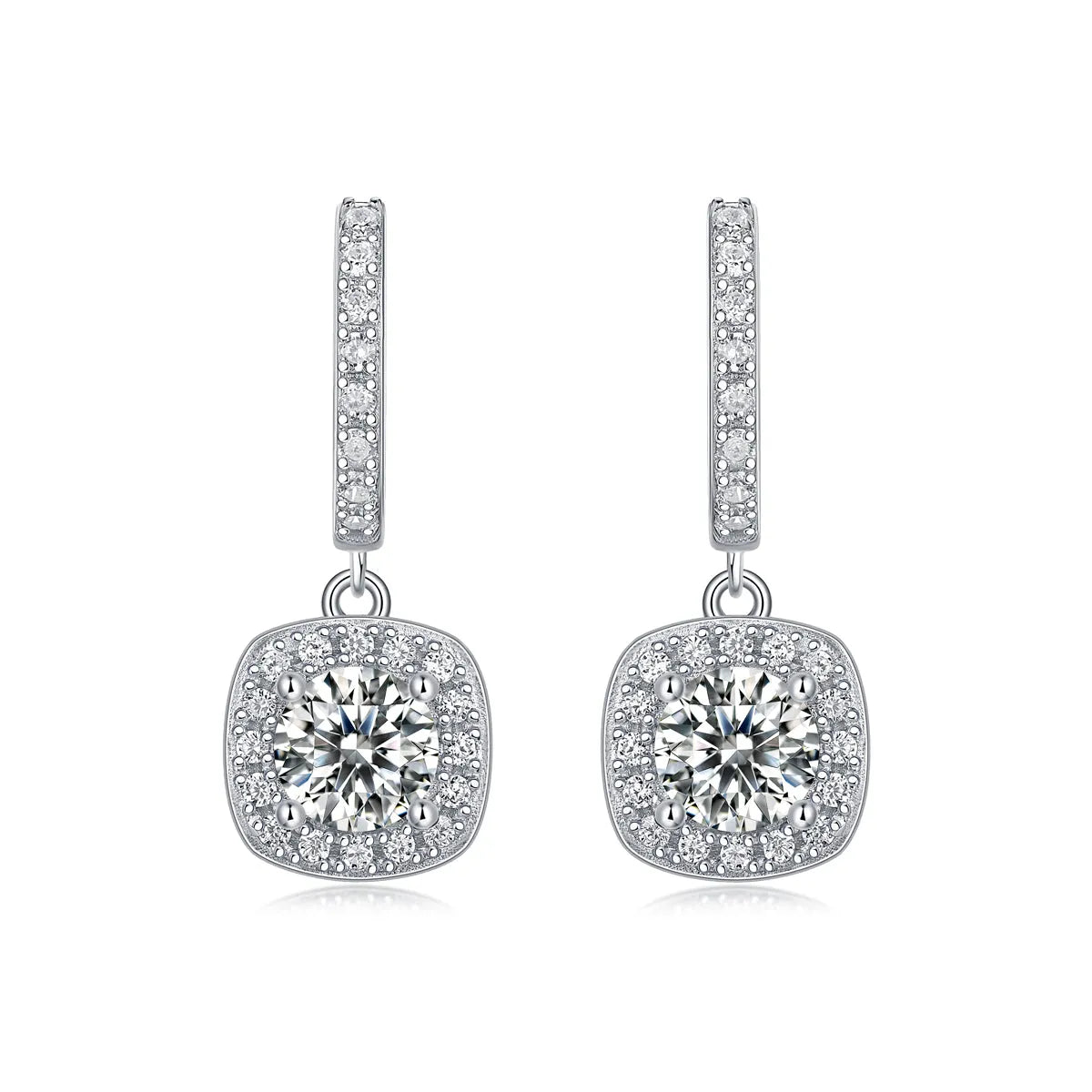 Pair of 0.5-carat moissanite stud earrings in S925 silver with platinum plating, 3g total, gift box and GRA certificate