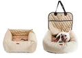 2-in-1 pet dog carrier folding car seat pad, 60x50x61cm, beige option, with waterproof Oxford base