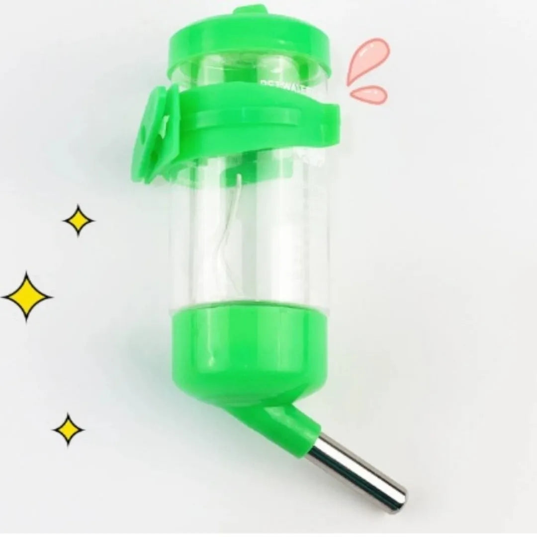 Green plastic ball kettle water feeder for small pets with leak-proof design and 250ml capacity.