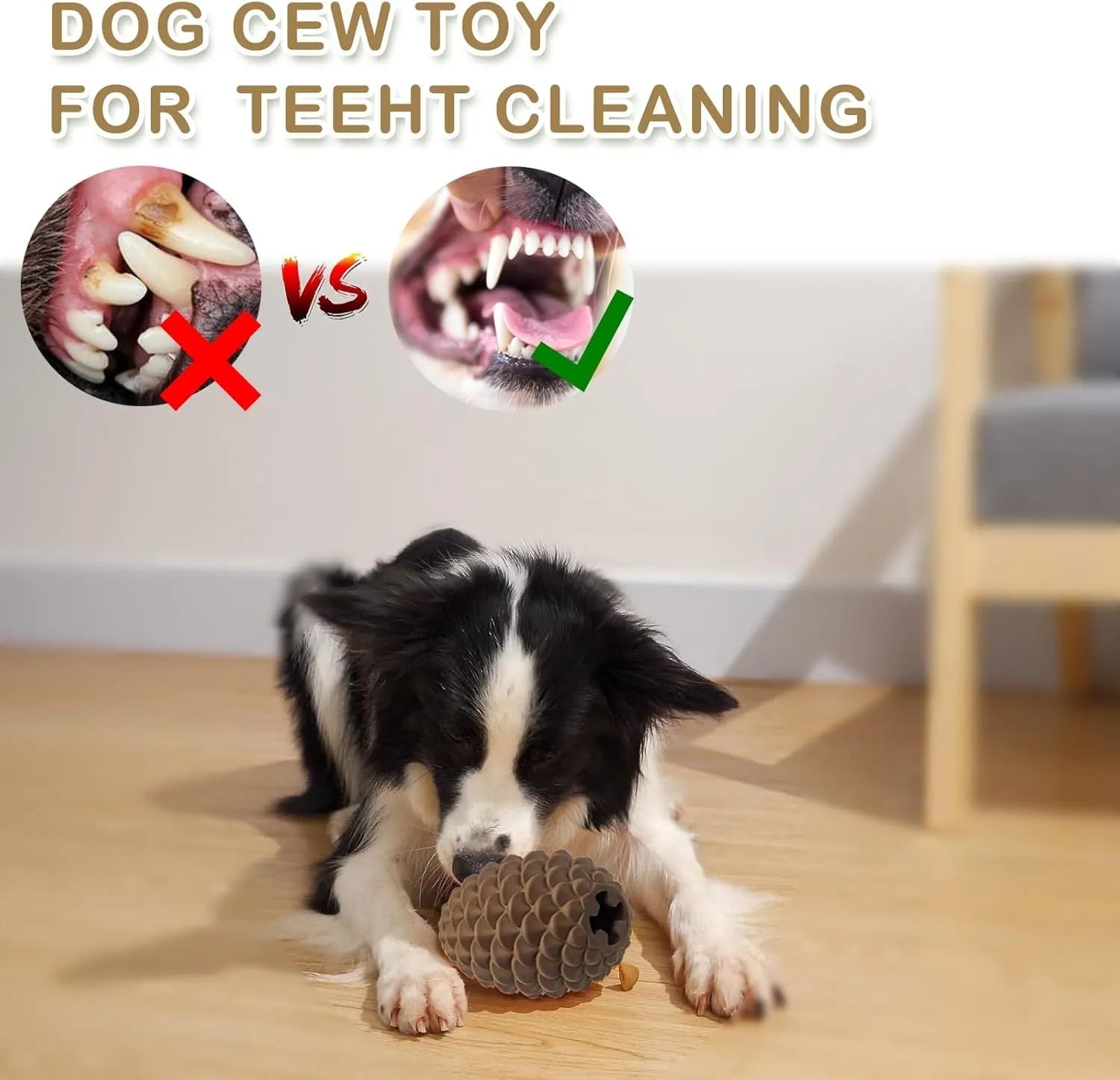Pine cone shaped natural rubber dog toy for aggressive chewers with treat dispenser