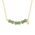 Chinese style bamboo Hetian jade bracelet and necklace set with bamboo joint design