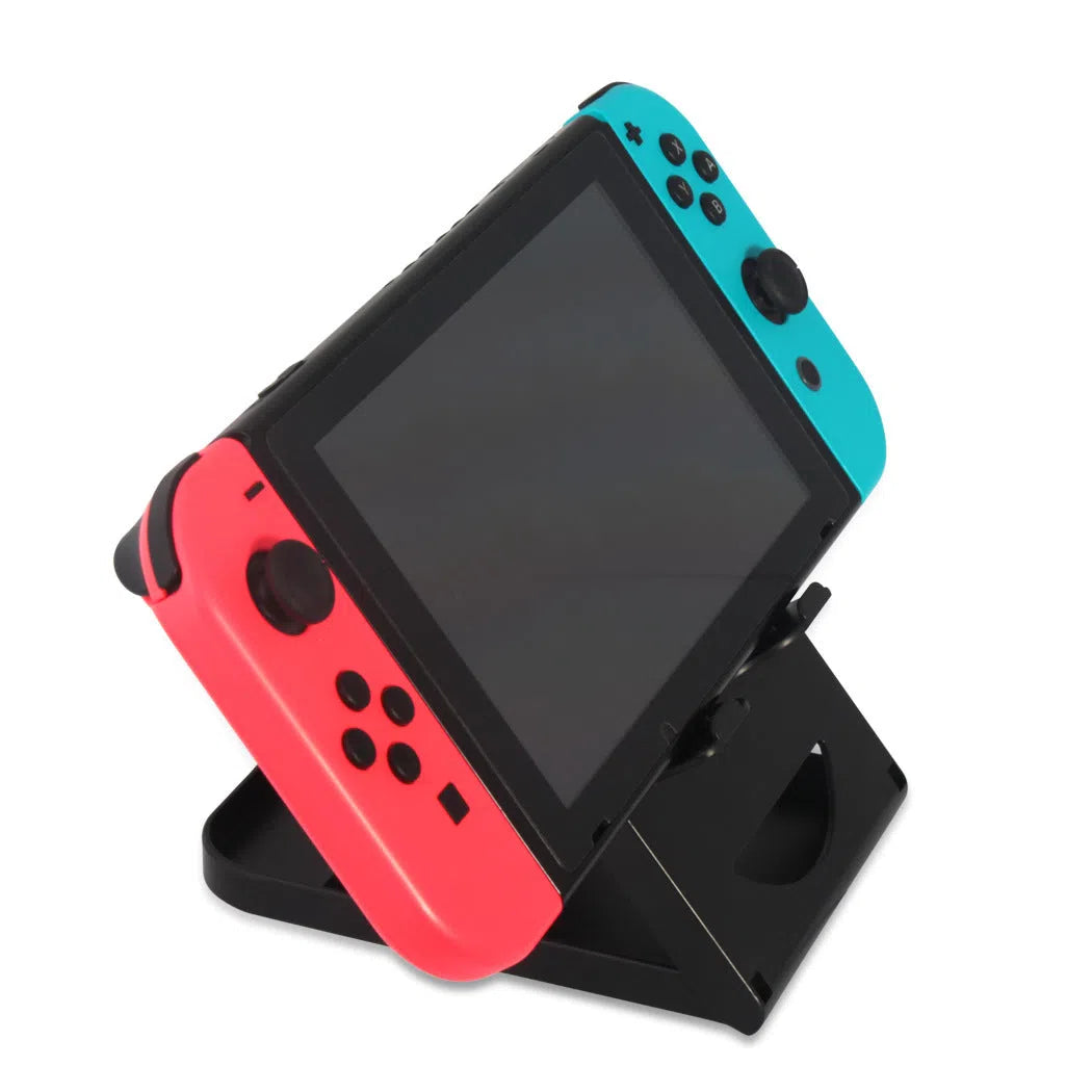 Compact black ABS adjustable game console stand for Switch on desktop