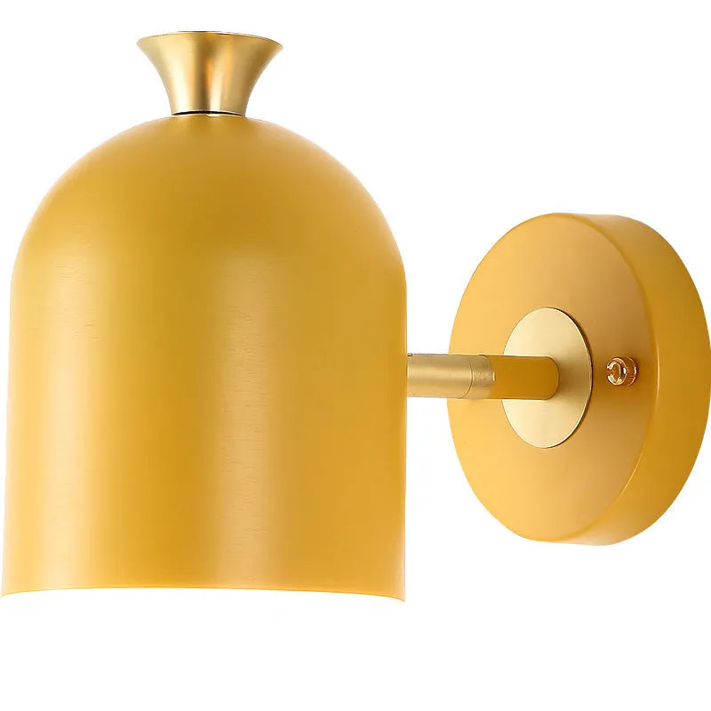 Single-head aluminium wall lamp with a mirror front panel showing a coloured LED light.
