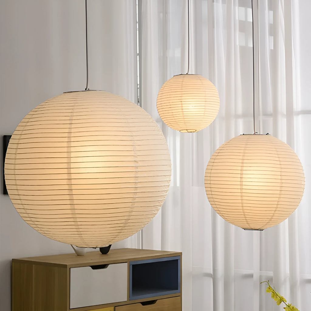 Modern wind xuan paper pendant chandelier with soft white shade and three-colour LED lighting