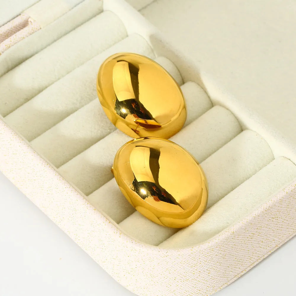Geometric line earrings with stainless steel electroplated 18k gold glazed surface ear studs