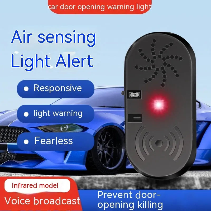 Black car door reminder with infrared sensor for vehicle safety warnings