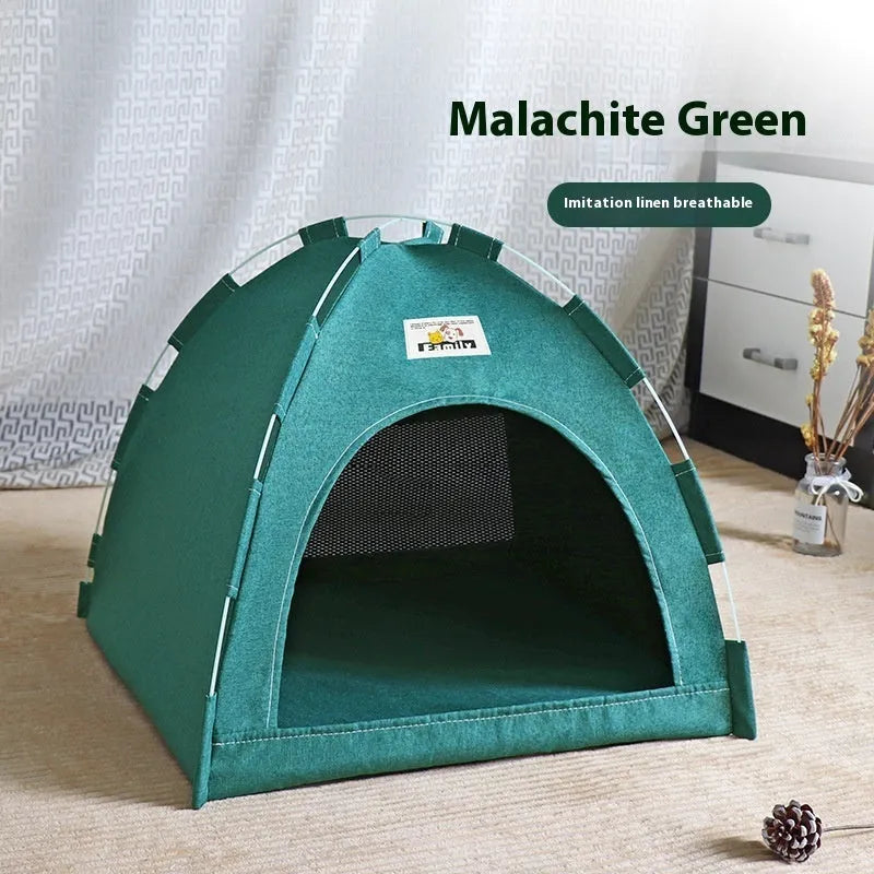 Cat tent outdoor pet house with removable fabric in army green colour