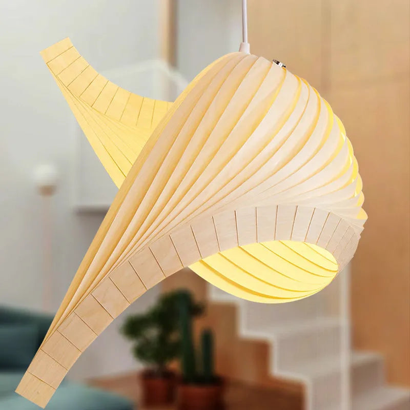 Single head wood woven pendant lamp 40x60cm for living room or restaurant ceiling