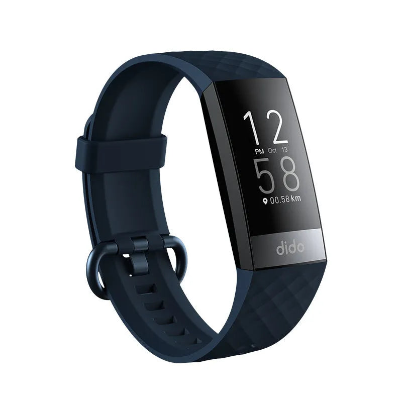 Y6 Black smart bracelet with a 1.1-inch screen displaying health metrics on a wrist.
