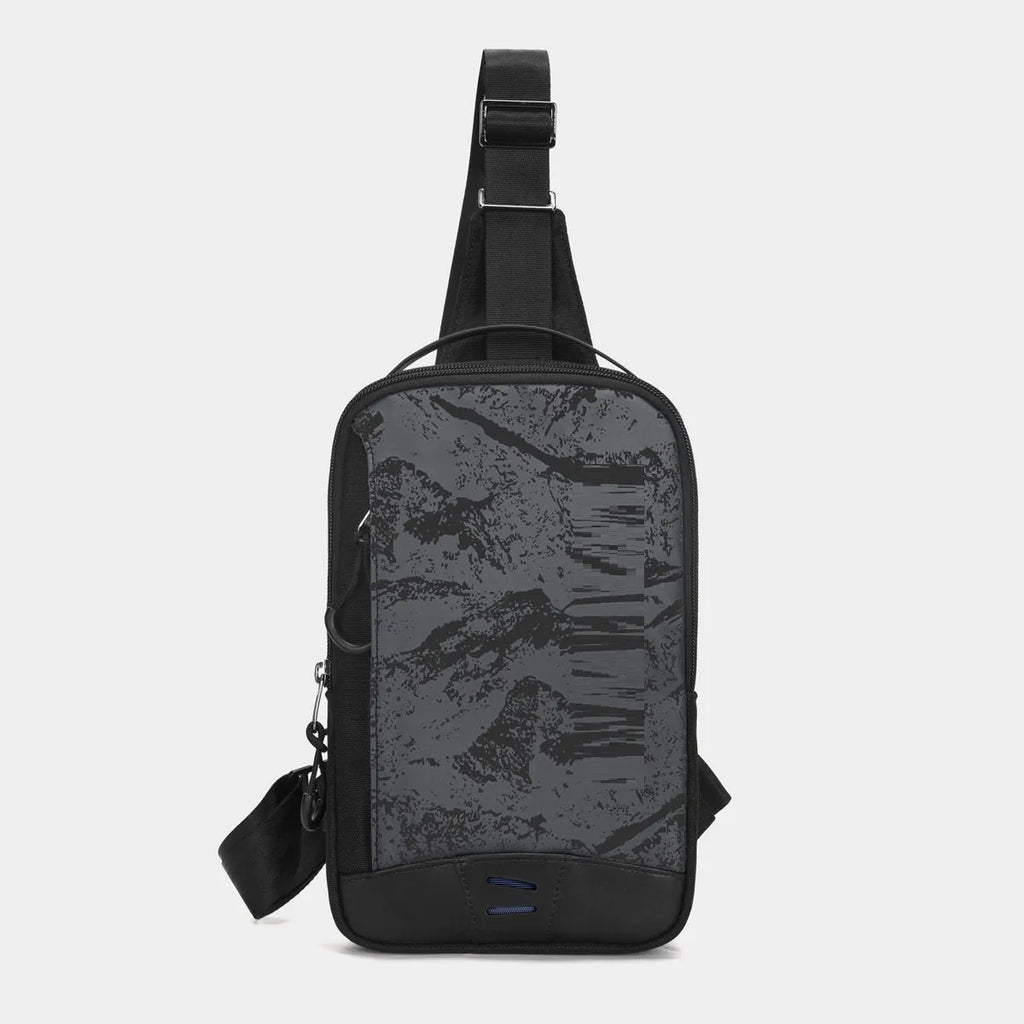 Casual black waterproof TPU chest bag with a single strap and soft handle.