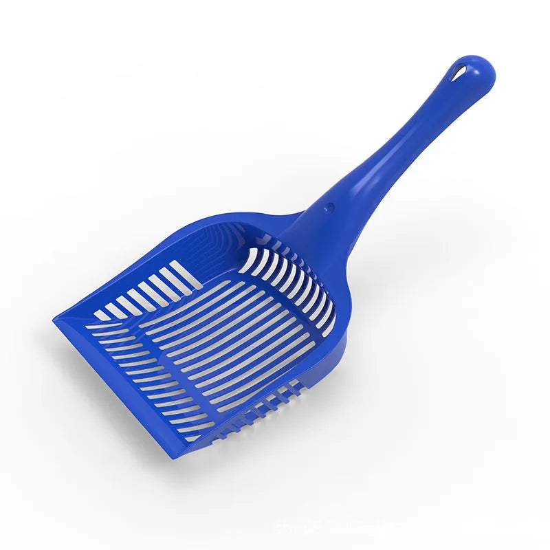 PP plastic cat litter scoop in blue, red, or yellow colours showing small and medium size options