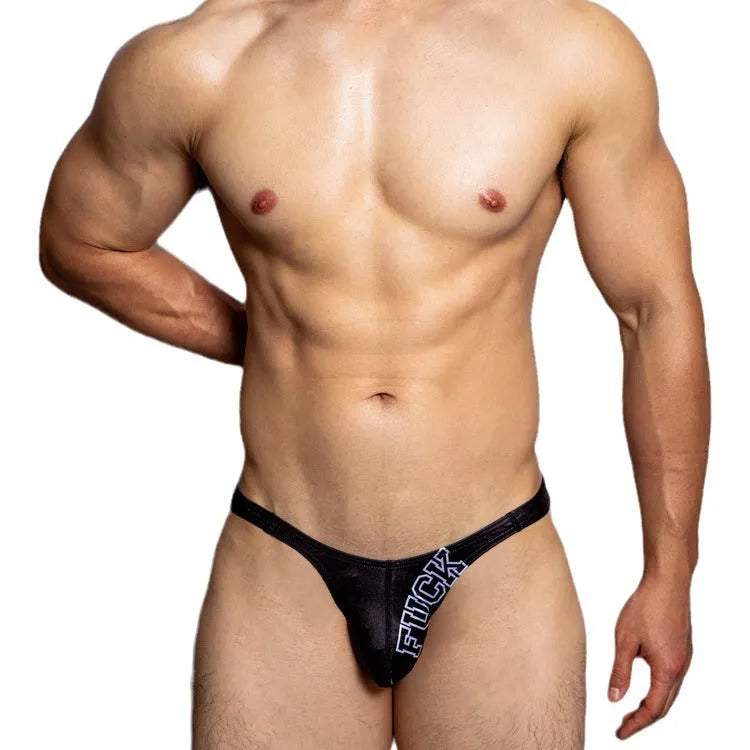 Low waist triangle shorts in black, white, or orange colours for couple wear
