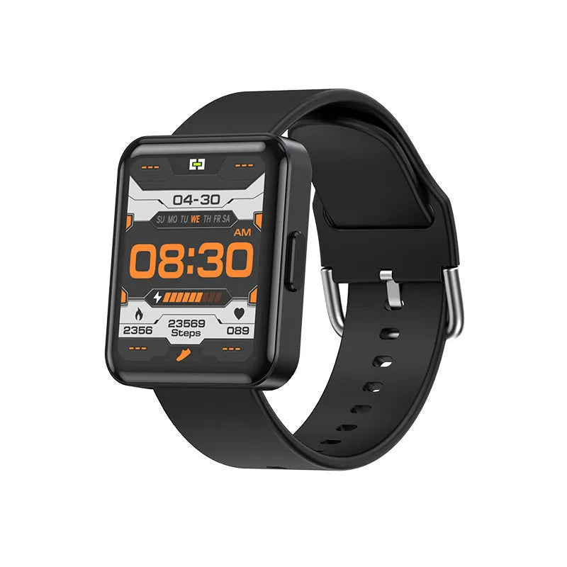 Smart Bluetooth sports bracelet with TFT screen showing heart rate and weather alert, black colour