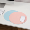 20cm round double-sided mouse pad with waterproof leather surface and anti-slip backing