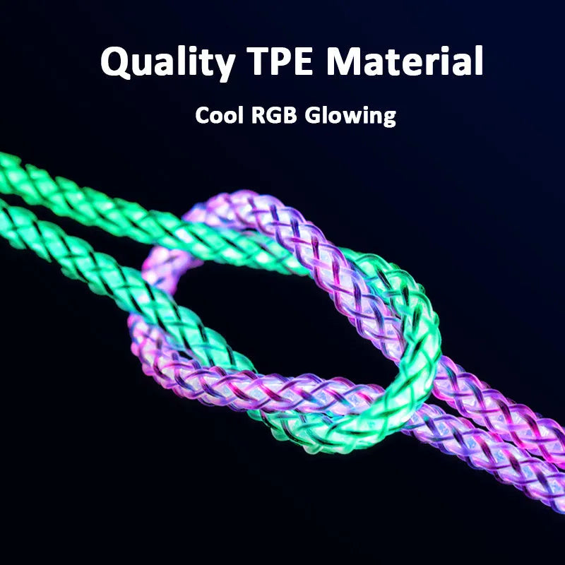 Phantom gradient colour USB cable with Lightning, Micro USB, and TYPE-C connectors on a 1.2m cable.