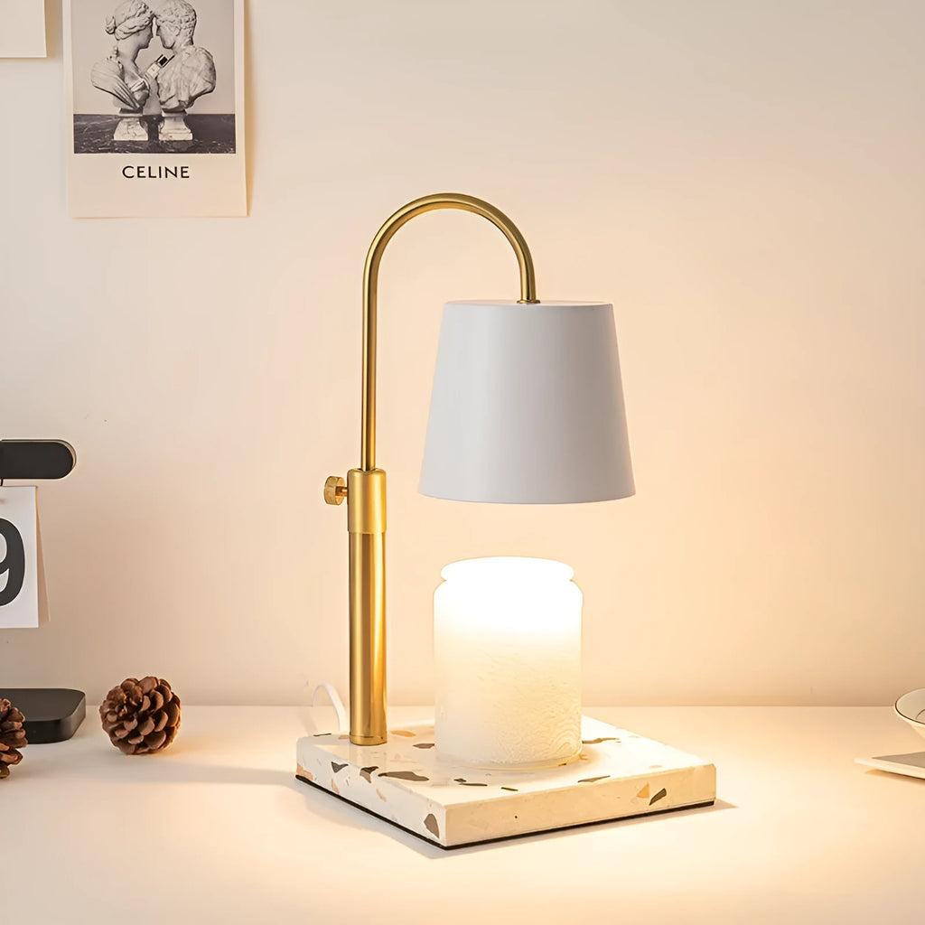 Modern simplicity fragrance lamp with pen holder white and log bottom, melting candle light effect