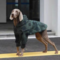 Thick arctic fleece winter coat for large dogs in beige apricot colour on a dog