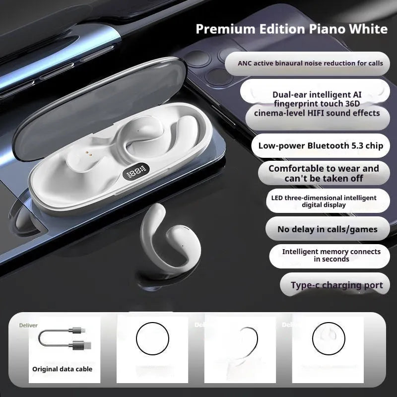 Wireless bone conduction Bluetooth headset in black for running sports open ear non in-ear design