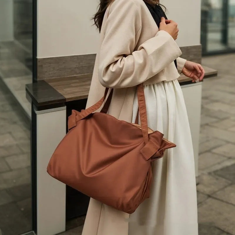 Women's waterproof Oxford cloth shoulder crossbody bag with expansion capability for travel and camping storage