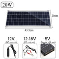 Polysilicon solar panel charger with dual USB ports for outdoor device charging.