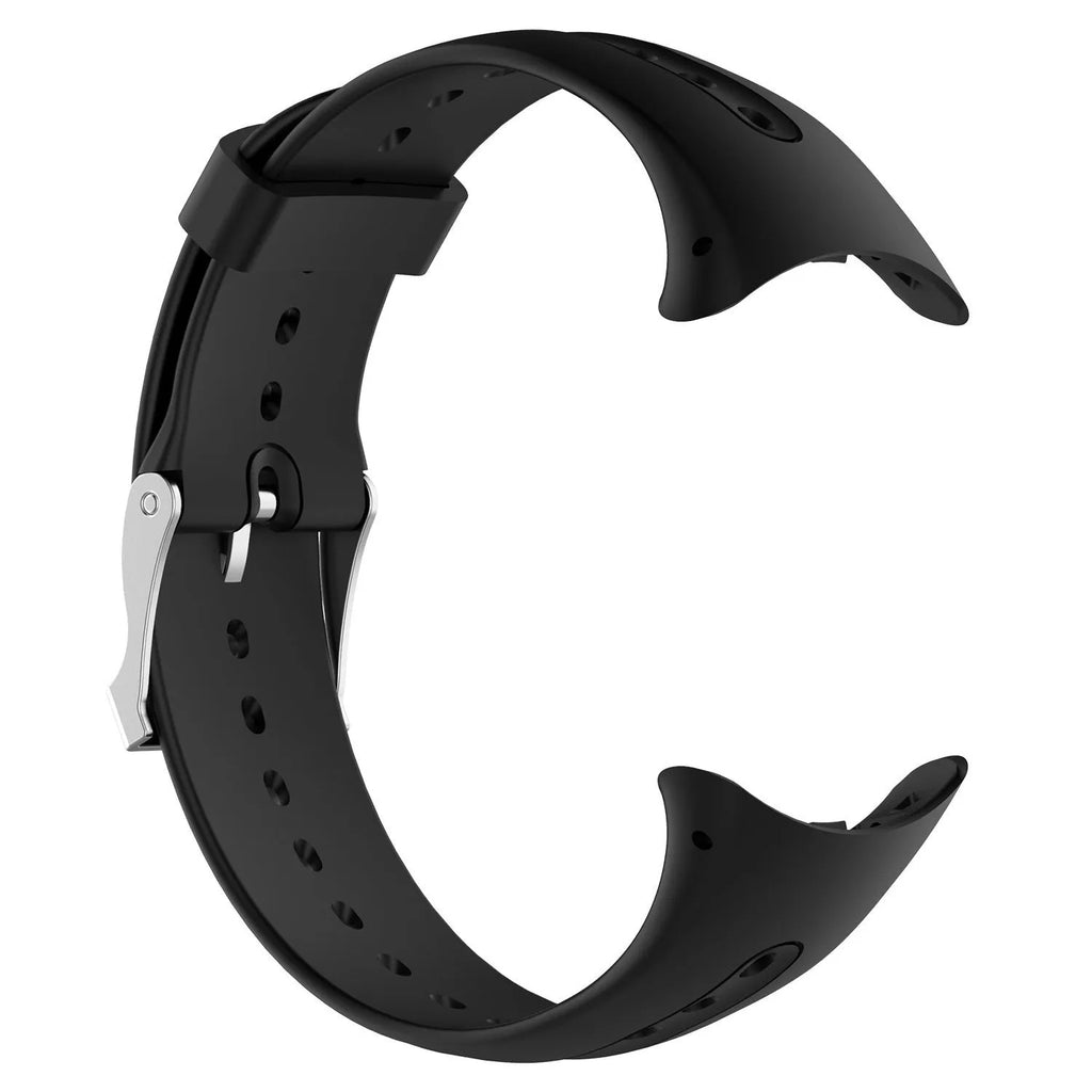 Black silicone swim watch strap with 124mm long belt and 104mm short lace, sports style replacement band