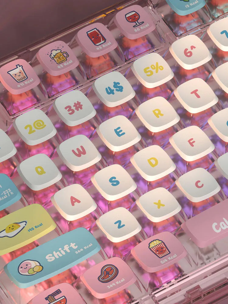 PIIFOX PF-06 transparent resin keycap set with thermal sublimation legends, Calories colour, 117 keys